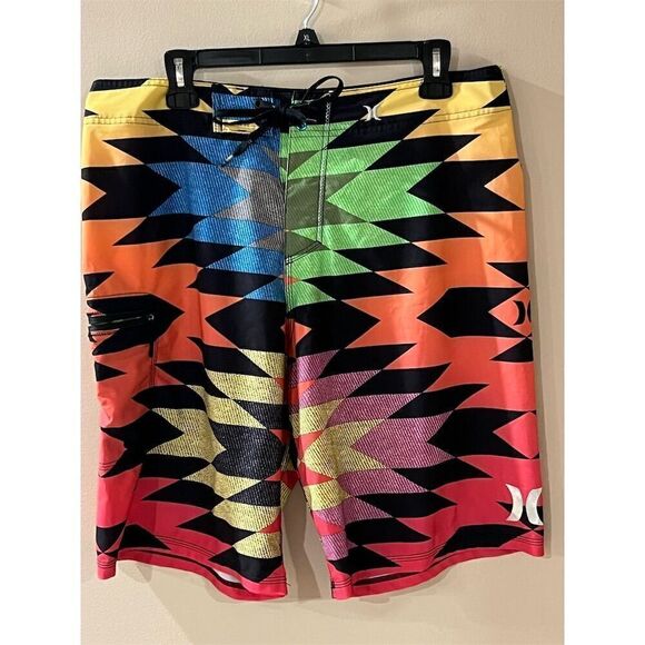 Hurley Other - Hurley Phantom Board Shorts Mens XL Multicolor Abstract Drawstring Swim Trunks